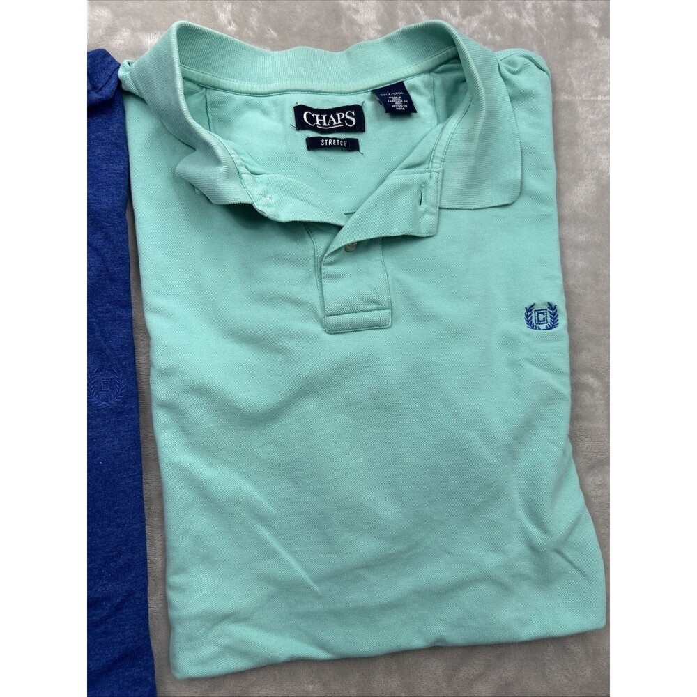 Chaps Polo Shirt Mens 3XLT Blue Green Lot Stretch Golf Classic Crest Embroidered - Picture 3 of 10